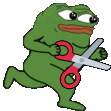 PepeRunningScissors emoji